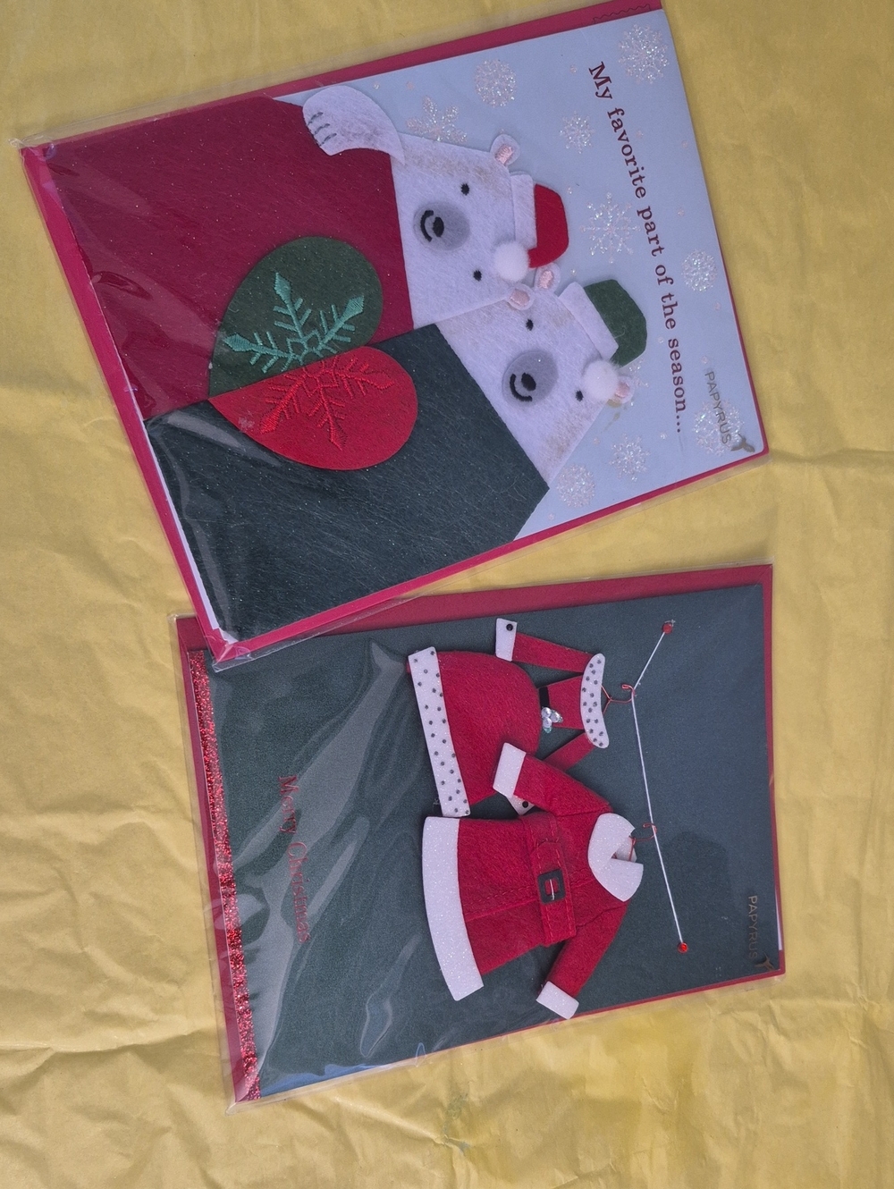 Papyrus Red, White and Green Holiday Card Duo